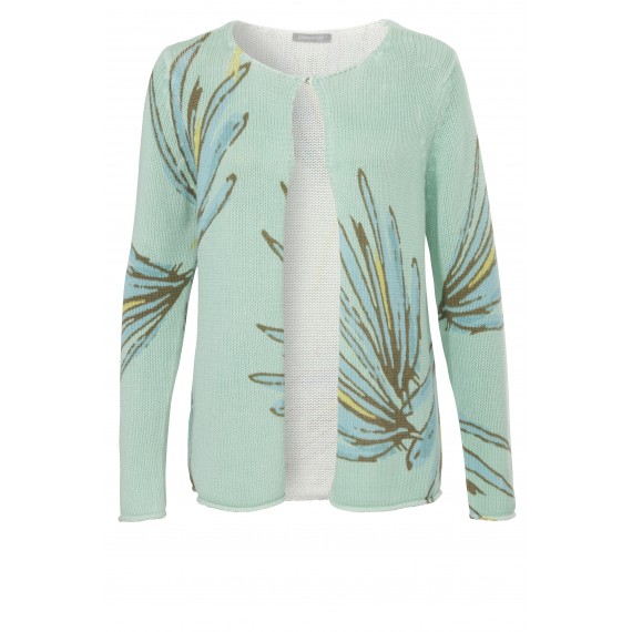 Baumwoll-Strickjacke mit Blumen-Motiv /