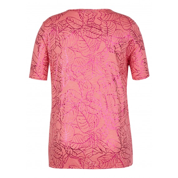 Schimmerndes T-Shirt mit floralem Foliendruck /