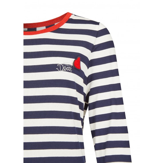 Modernes Ringel-Shirt mit Kontrastkragen /