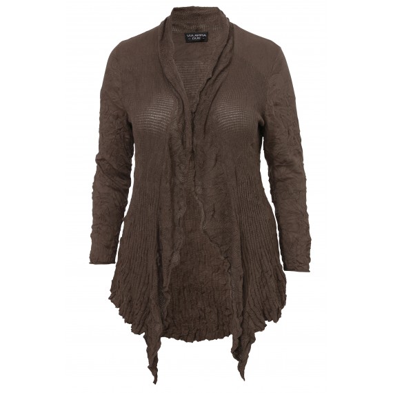 Strickjacke mit Schalkragen in Crash-Optik /