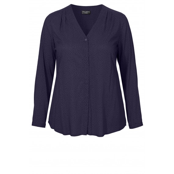 Langärmlige V-Bluse mit Punktemuster /