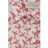 Hemdkragen-Bluse mit Vogel-Muster /