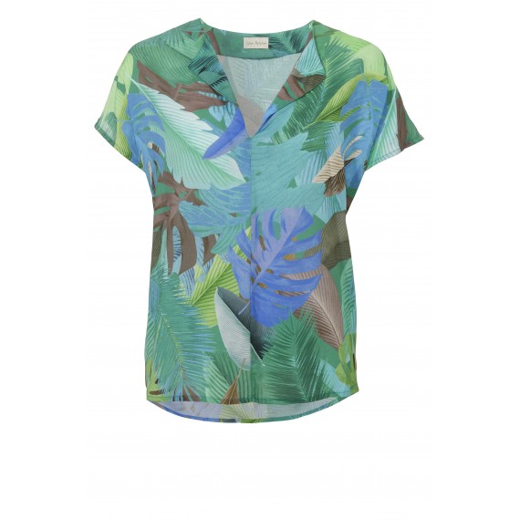 Luftiges Blusen-Shirt mit Dschungelmotiv /