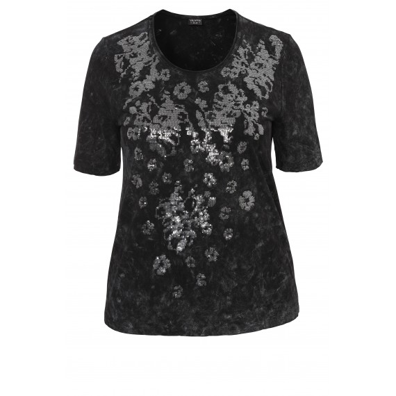 Effektvolles Shirt mit Druck und Pailletten /