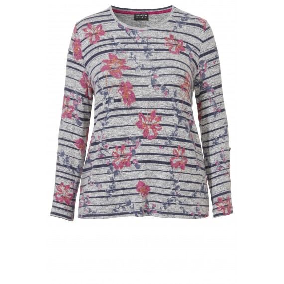 Flauschiger Pullover mit Mustermix /
