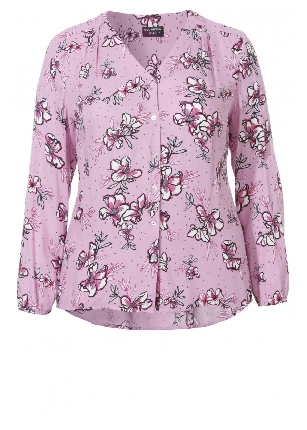 Romantische Bluse mit Blüten-Muster orchidee multicolor Frontansicht