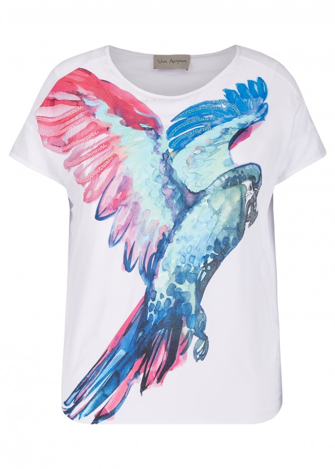 Verspieltes Blusen-Shirt mit Front-Motiv weiß multicolor Frontansicht