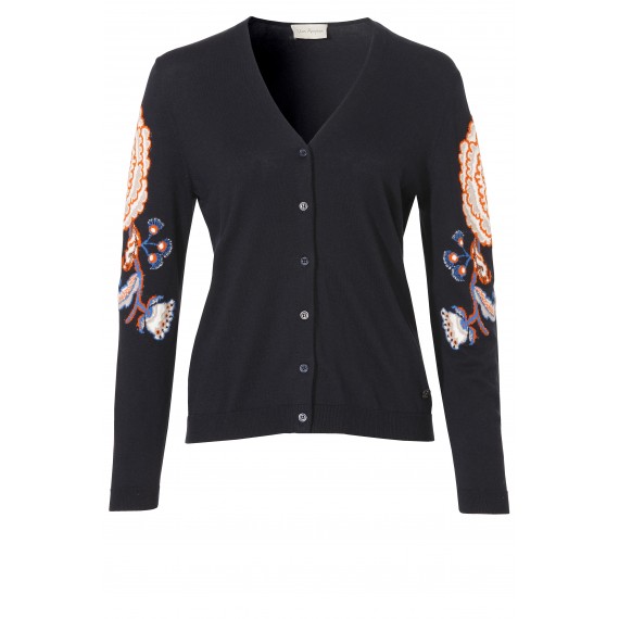 Feminine Strickjacke mit floralen Details /