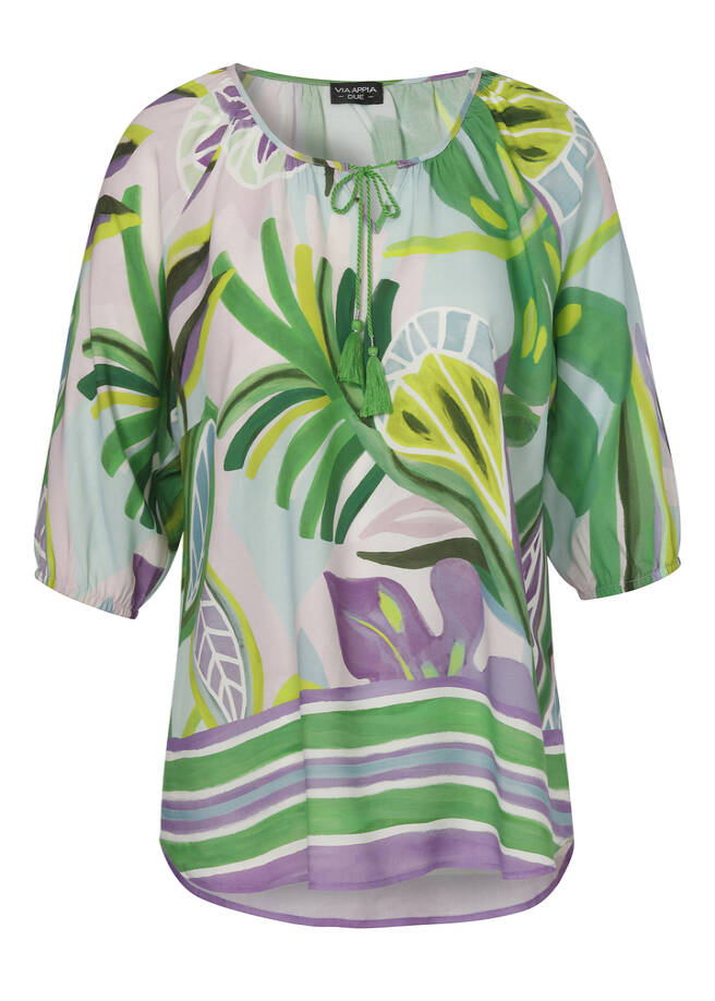 Sommerliche Schlupf-Bluse mit floralem Print / 