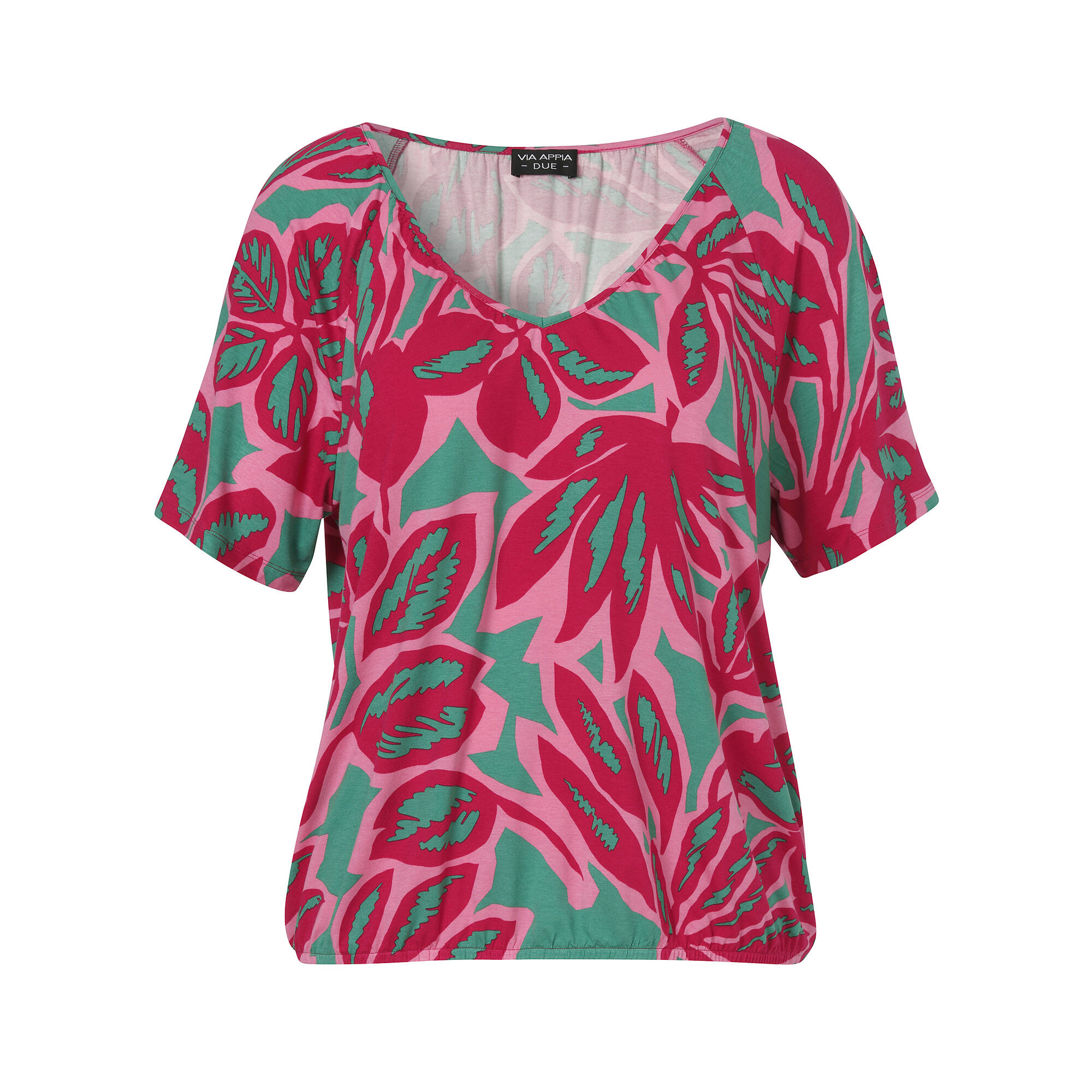 Feminines Print-Shirt mit elastischem Saum