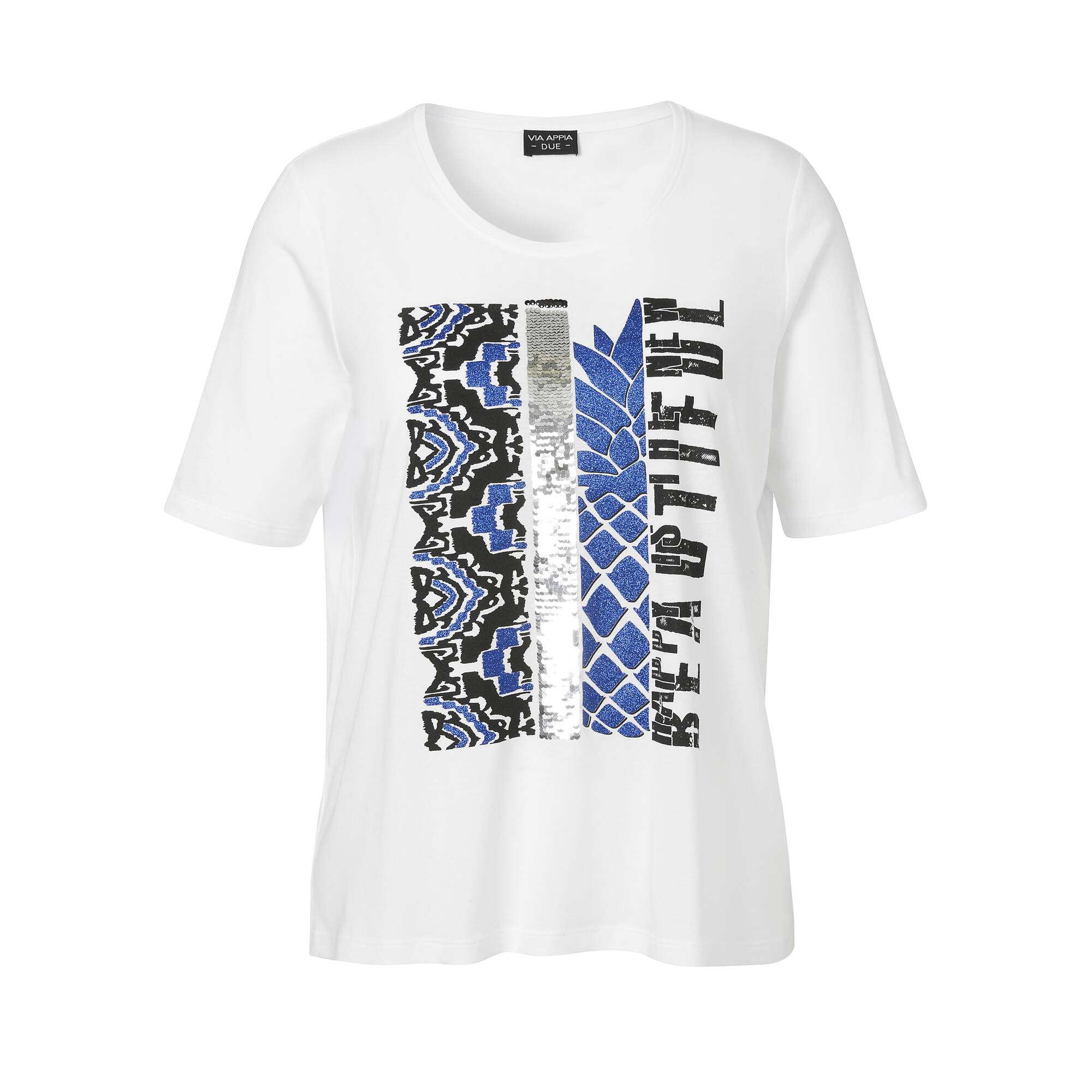 Blickdichtes White-Shirt mit Front-Print