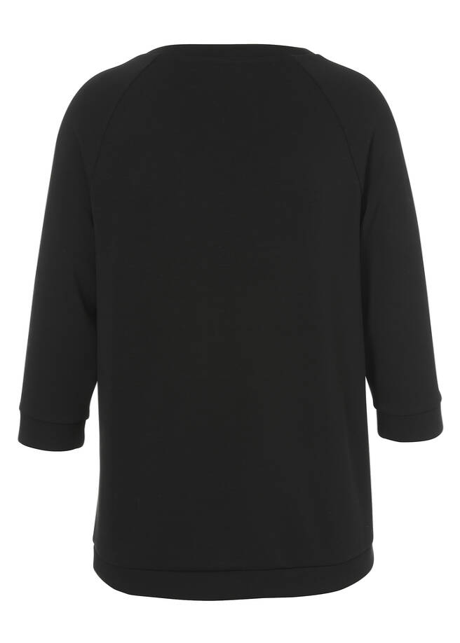 Softes 3/4-Arm Sweatshirt mit Zier-Reißverschluss / 