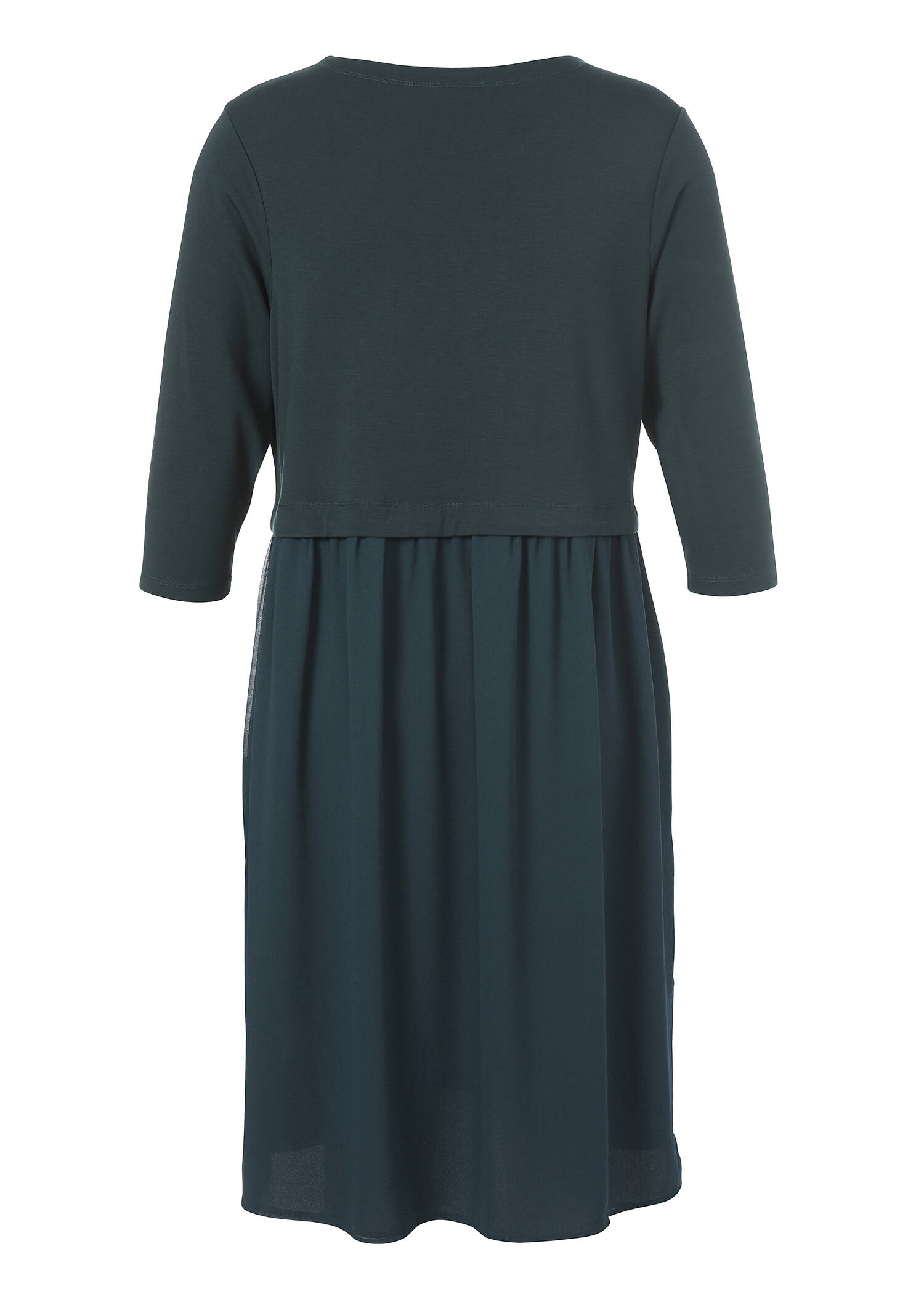 3/4-Arm Interlock-Kleid mit zweilagigem Chiffon Rock /