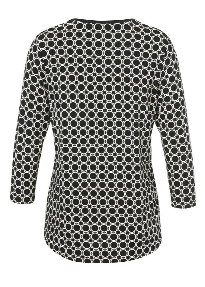 3/4-Arm Print Shirt mit Black & White Grafikmuster / 