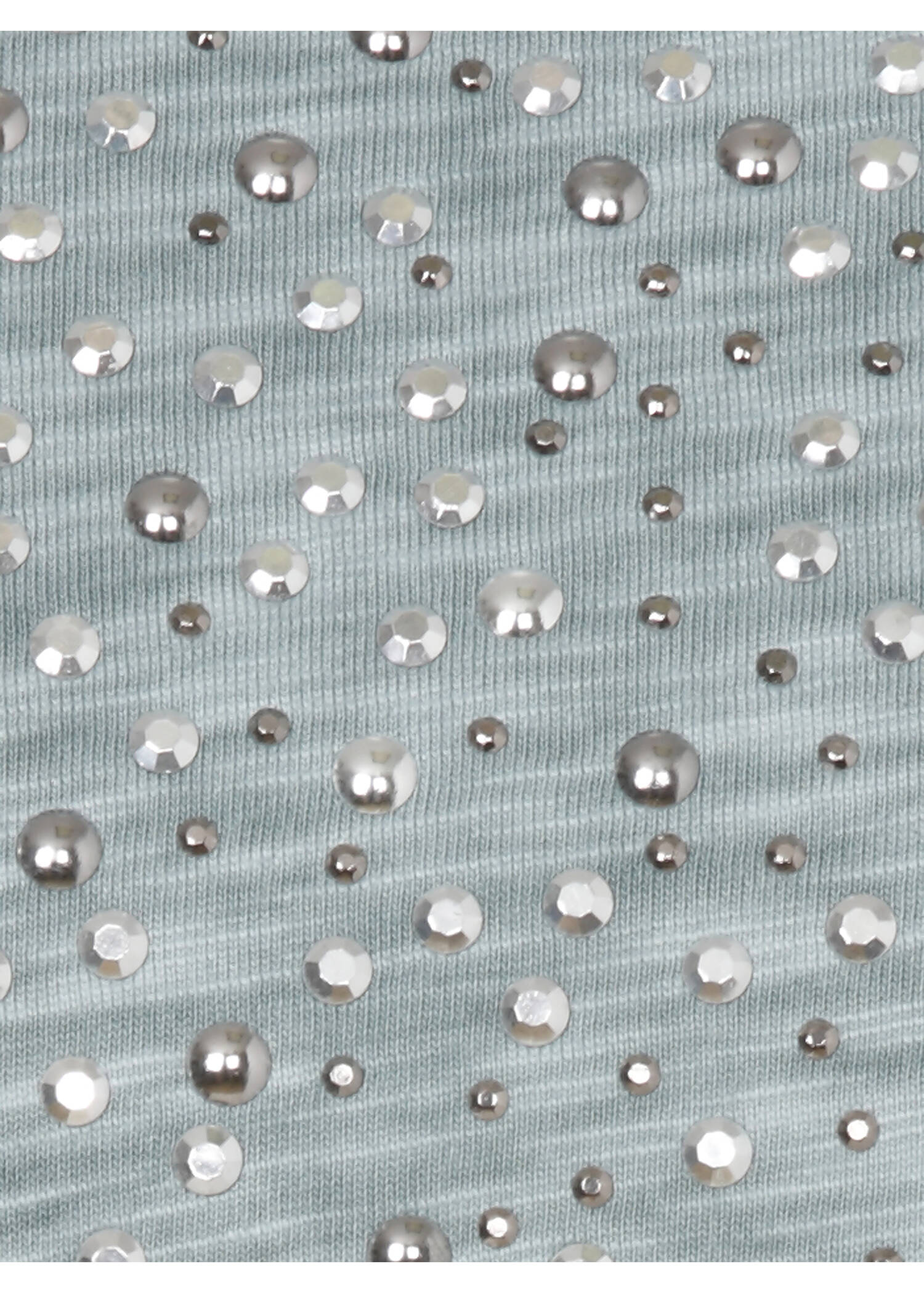 Zartes T-Shirt mit Strukturmuster und Schmucksteinchen / 