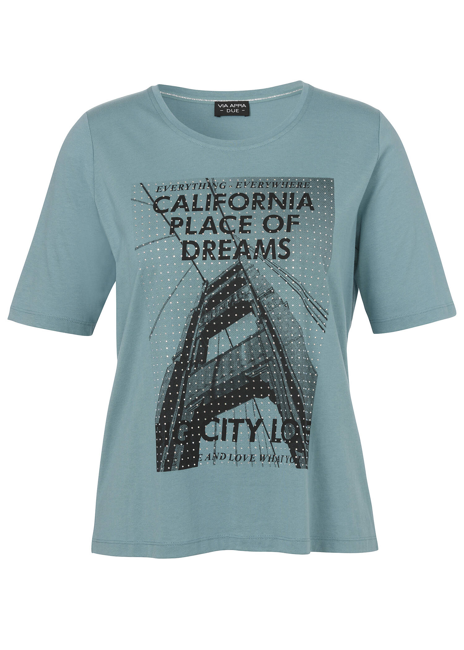 Softes T-Shirt mit Strass verziertem Motiv /