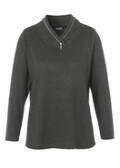 Fein geripptes Sweatshirt mit Zier-Zipper / 