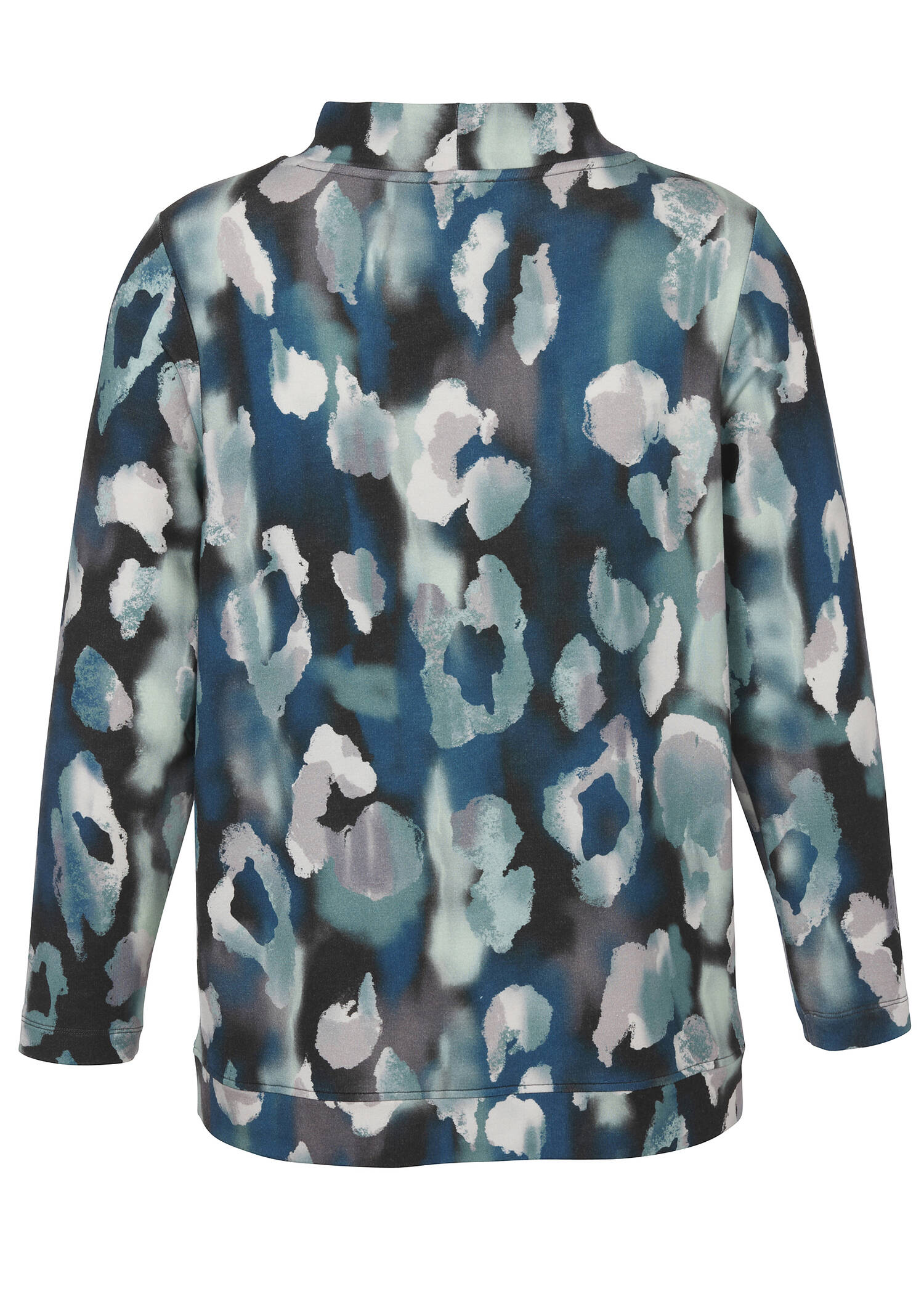 Stehkragen-Sweatshirt mit Allover-Print und Zipper /