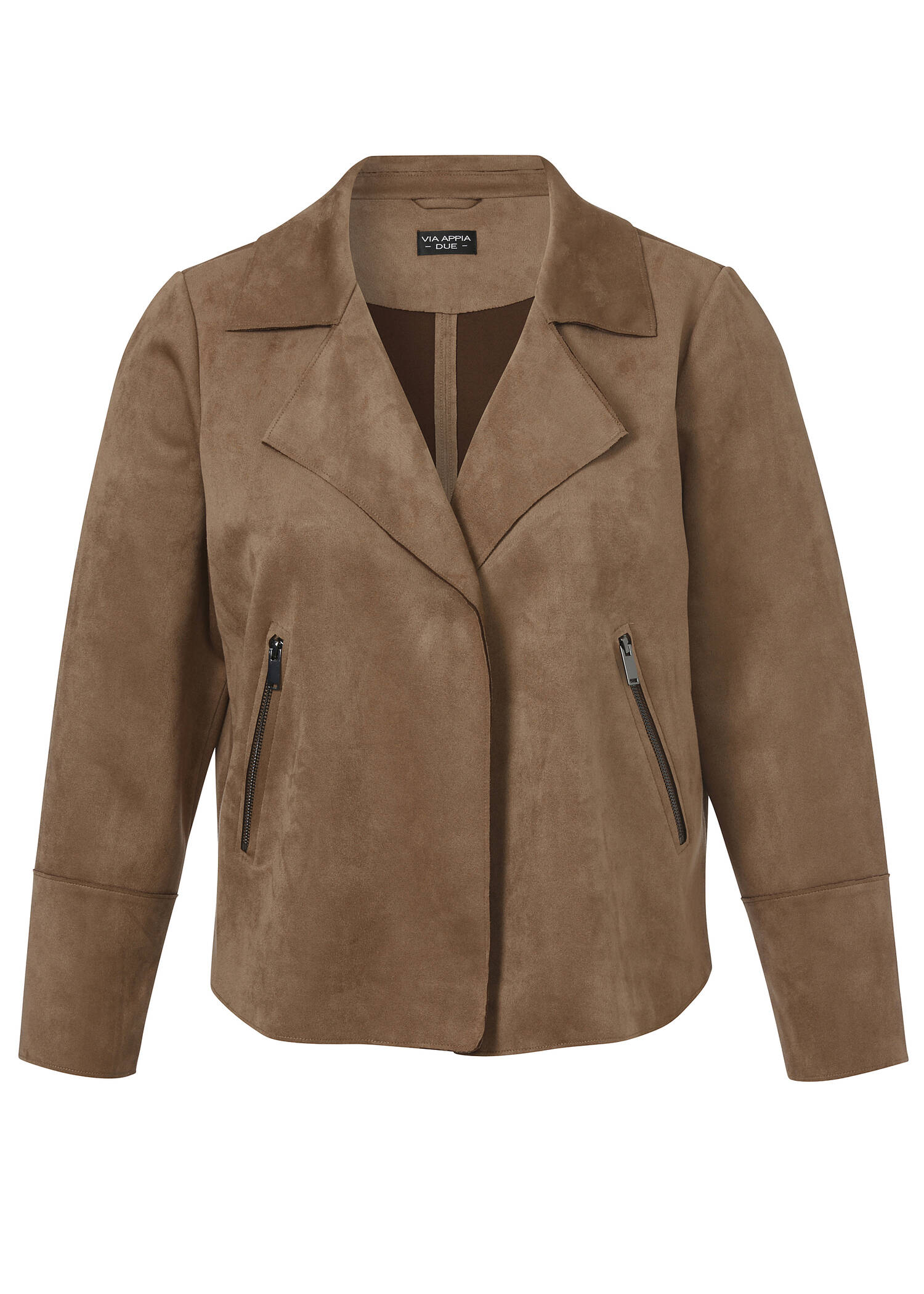 Kurze Reversjacke aus veganem Velours-Leder /