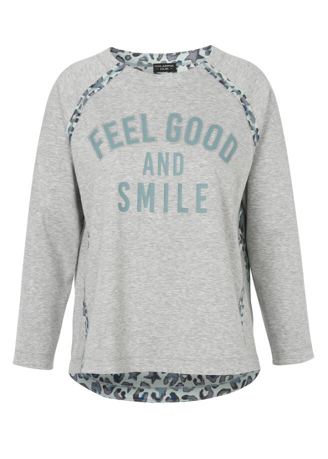 Sweatshirt mit geschmücktem Motto-Print / 