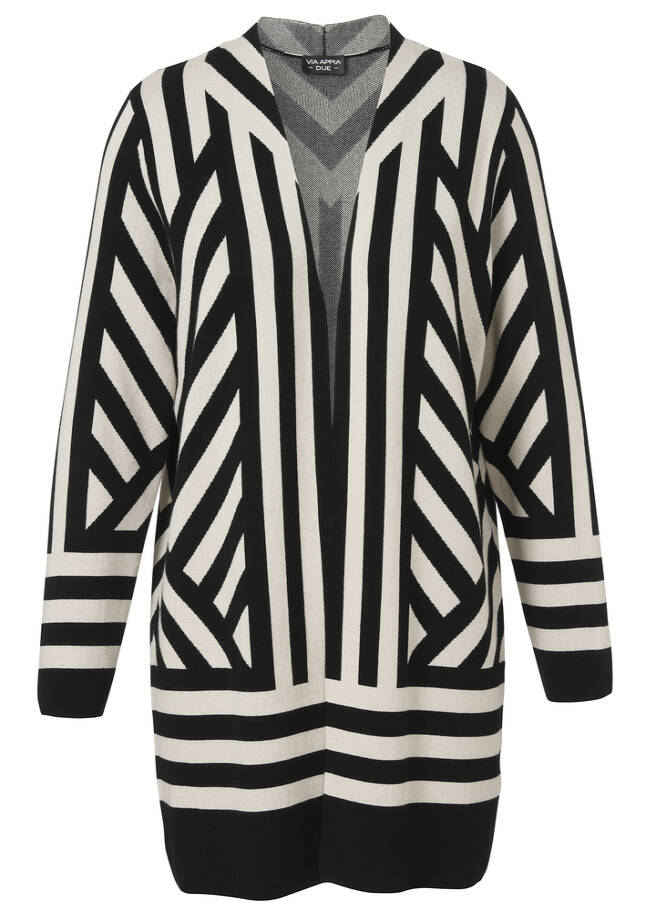 Chicer Long-Cardigan mit grafischem Muster / 