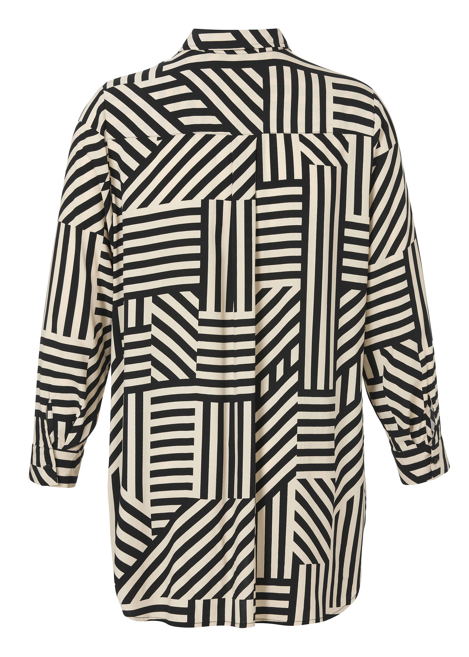 Bicolor Print Longbluse aus Viskose /