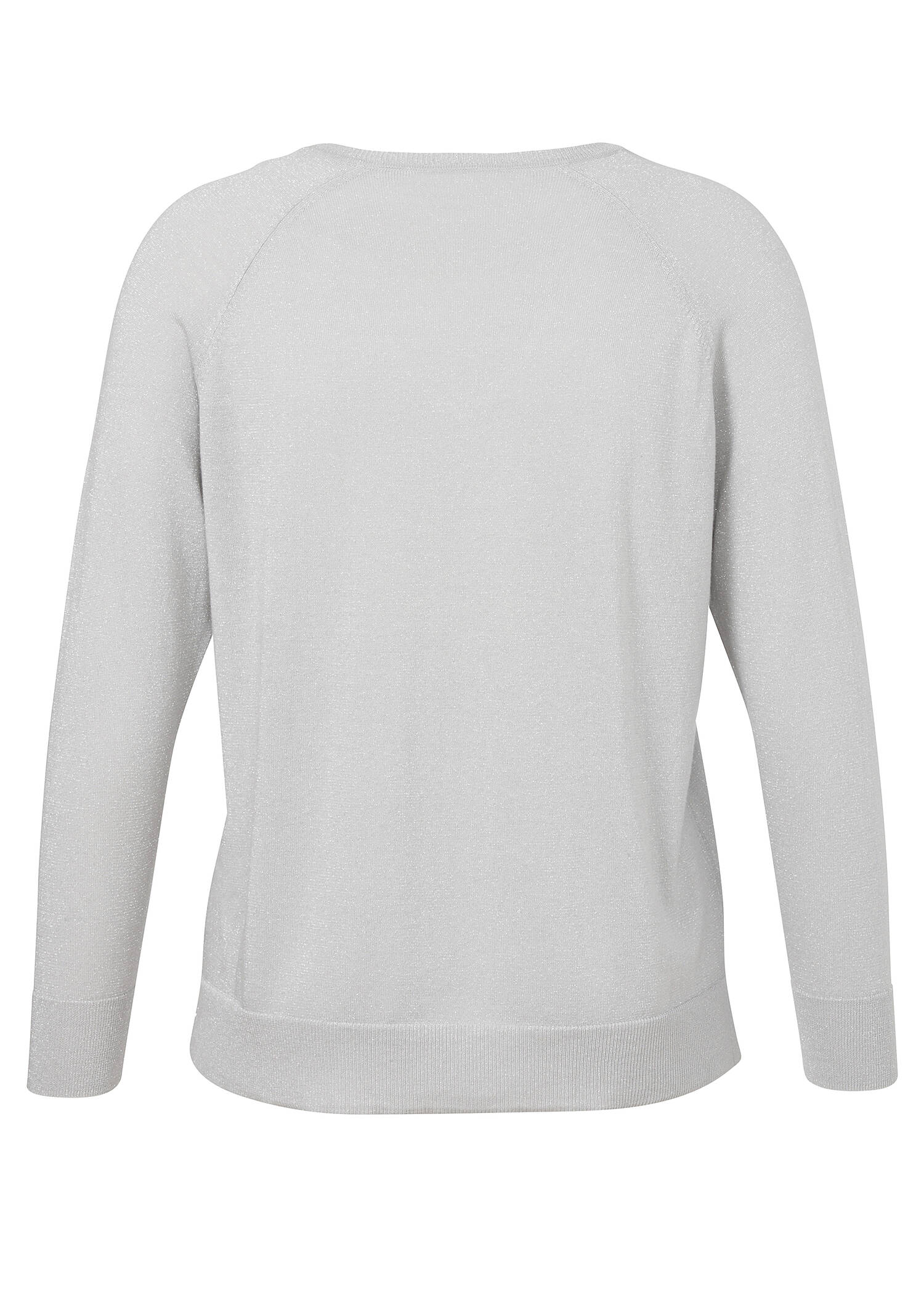 Silberglänzender Feinstrick-Pullover /
