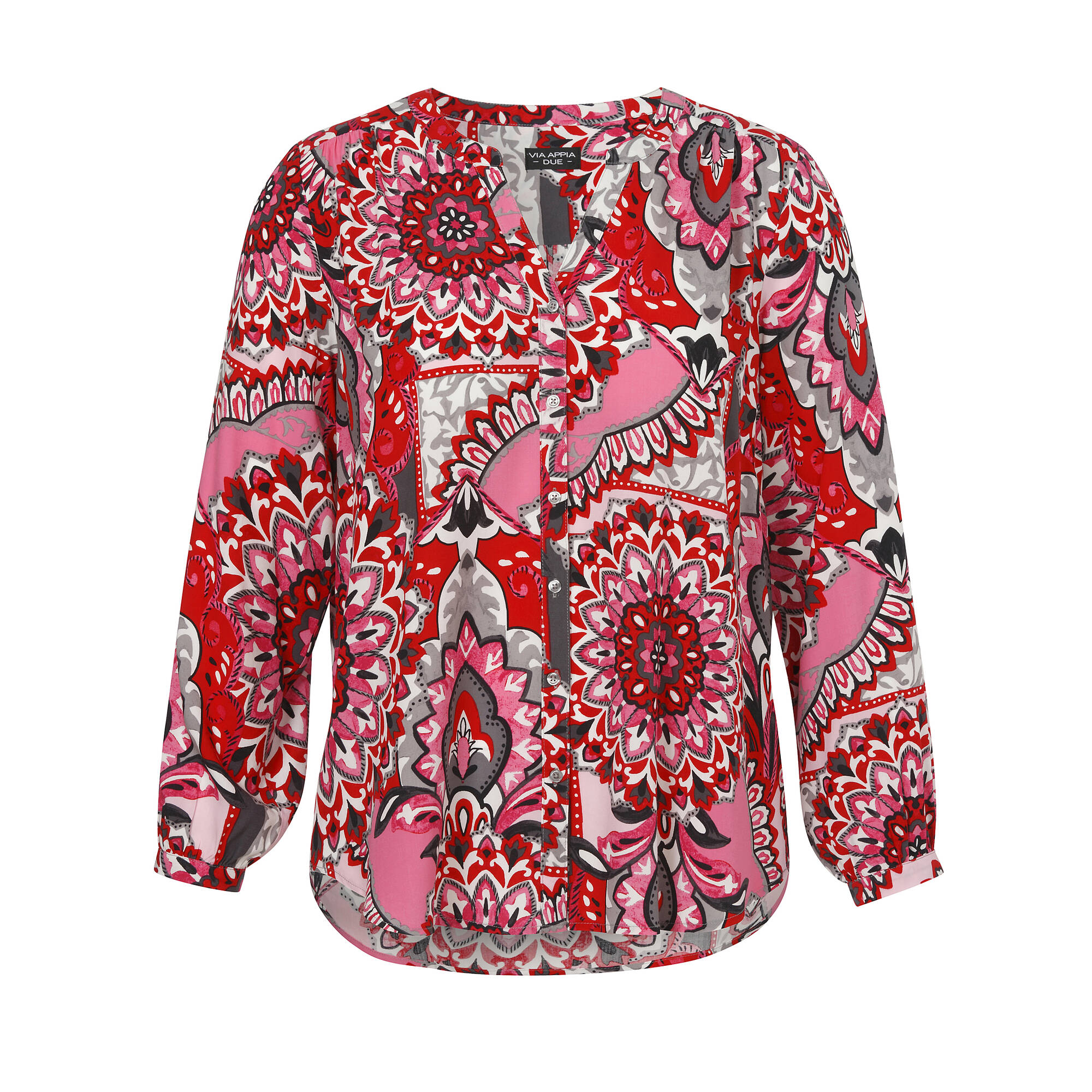 Fließende Viskosebluse mit Allover-Print