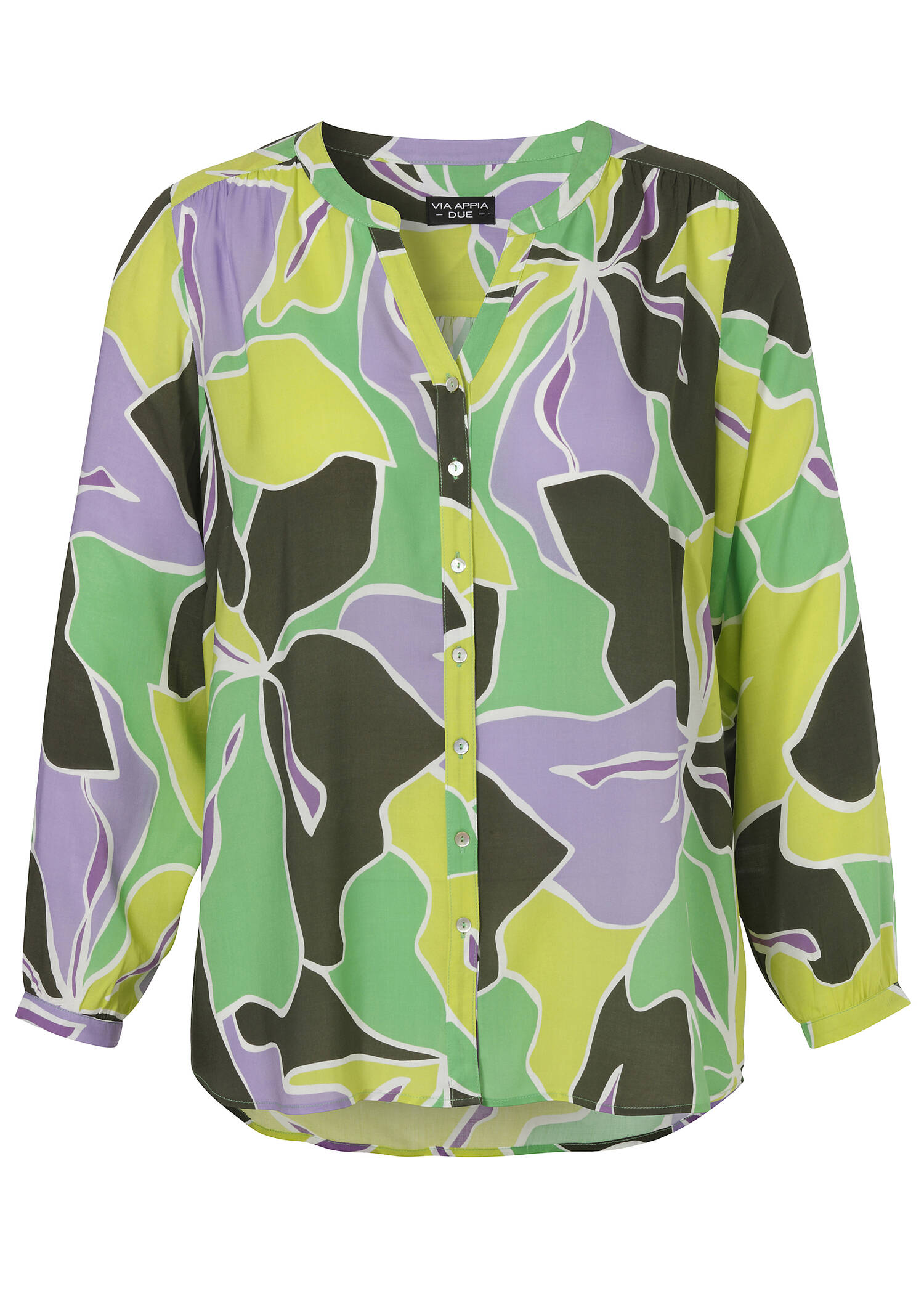 Fließende Viskose-Bluse mit floralem Allover-Print /