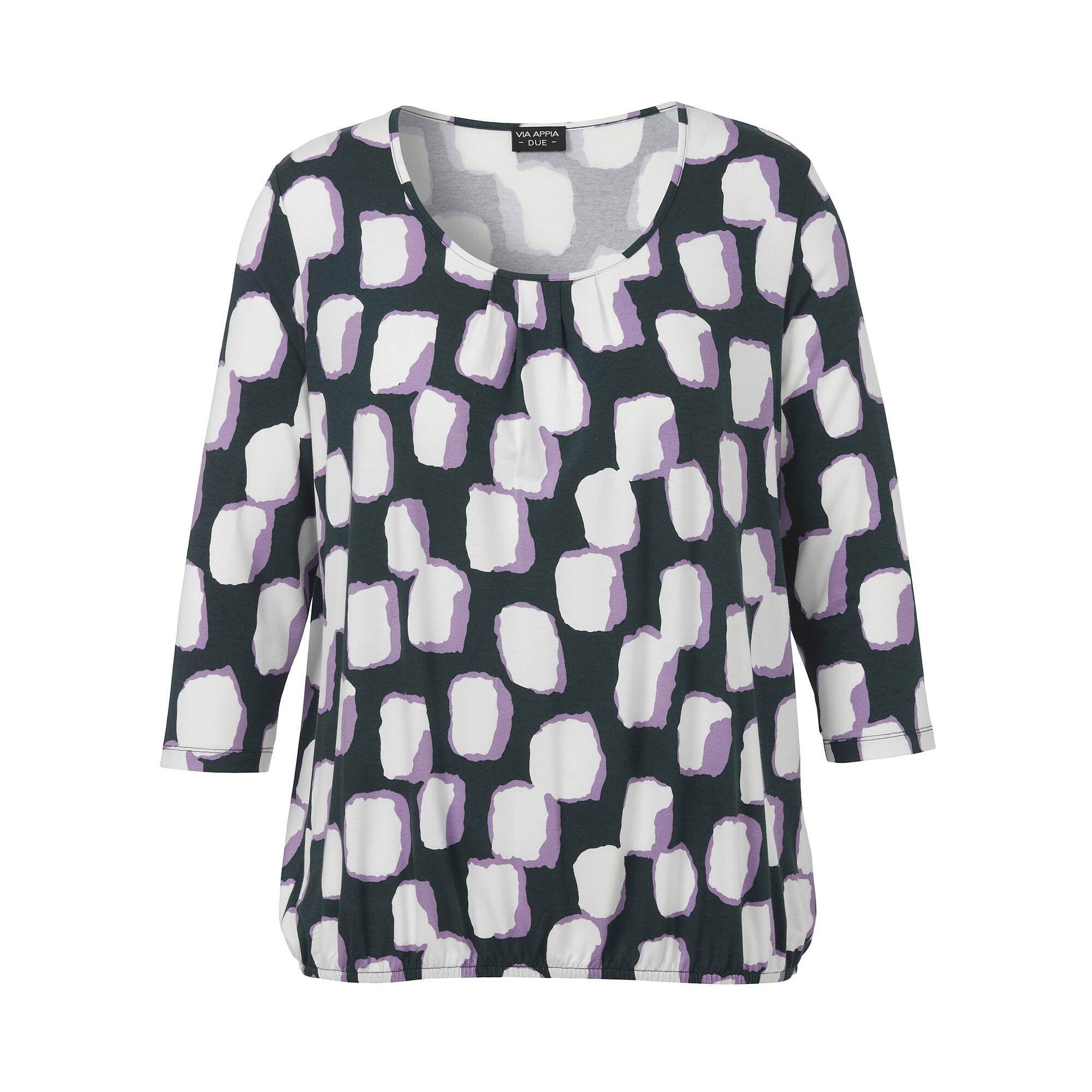 3/4 Arm Print Shirt mit Gummizug-Saum