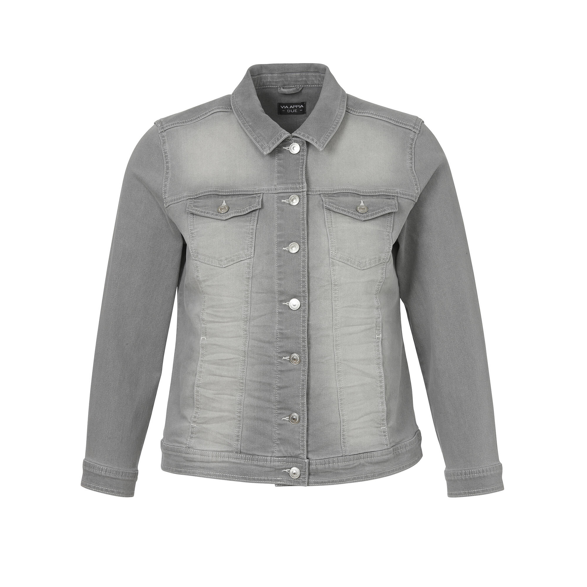 Leicht verwaschene Jeansjacke mit modischem Crash-Effekt
