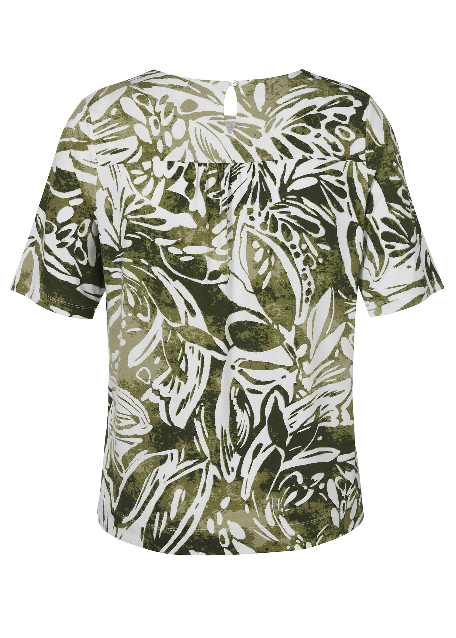 Tropical Print Shirt mit Knöpfchen im Nacken /