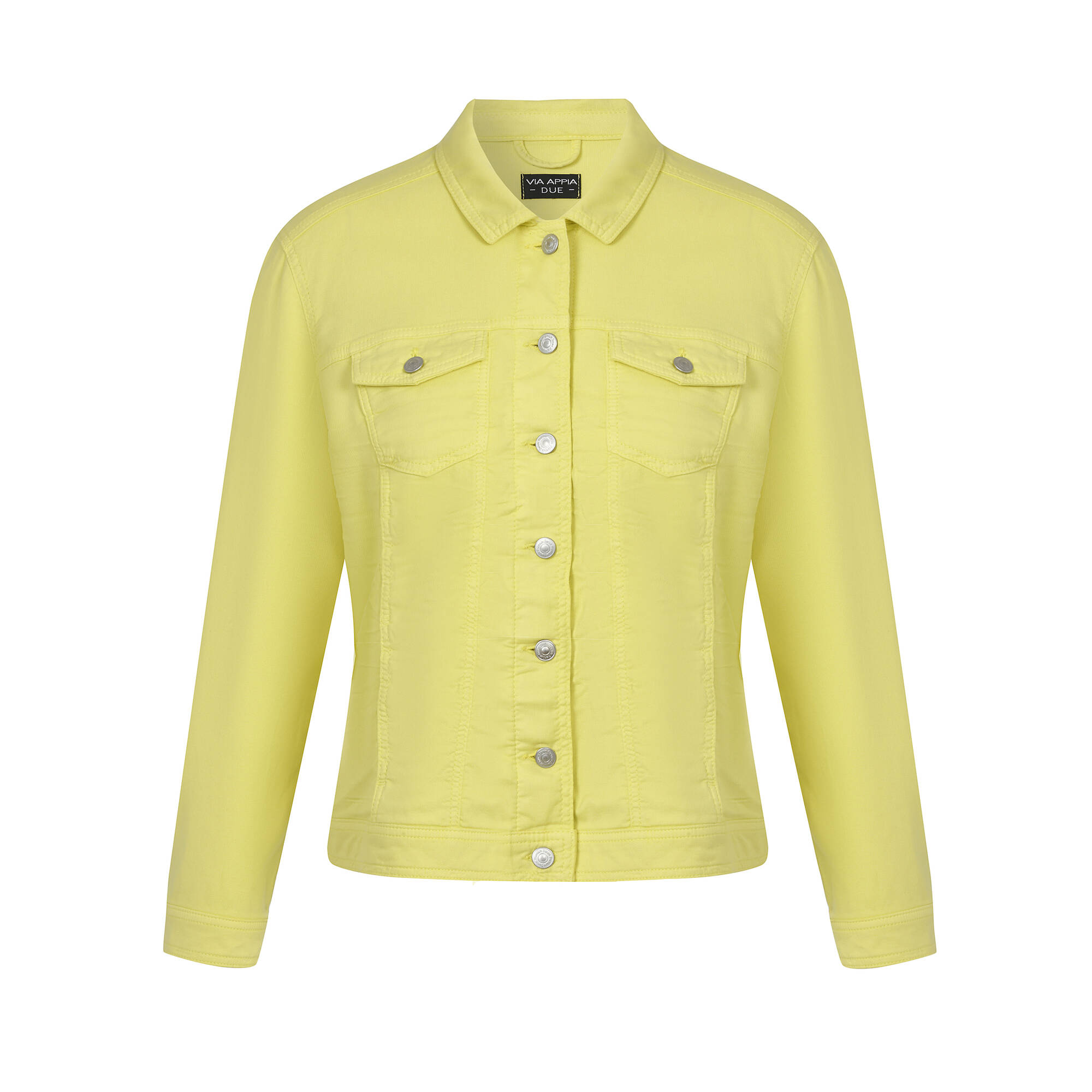 Farbige Jeansjacke mit modischem Crash-Effekt