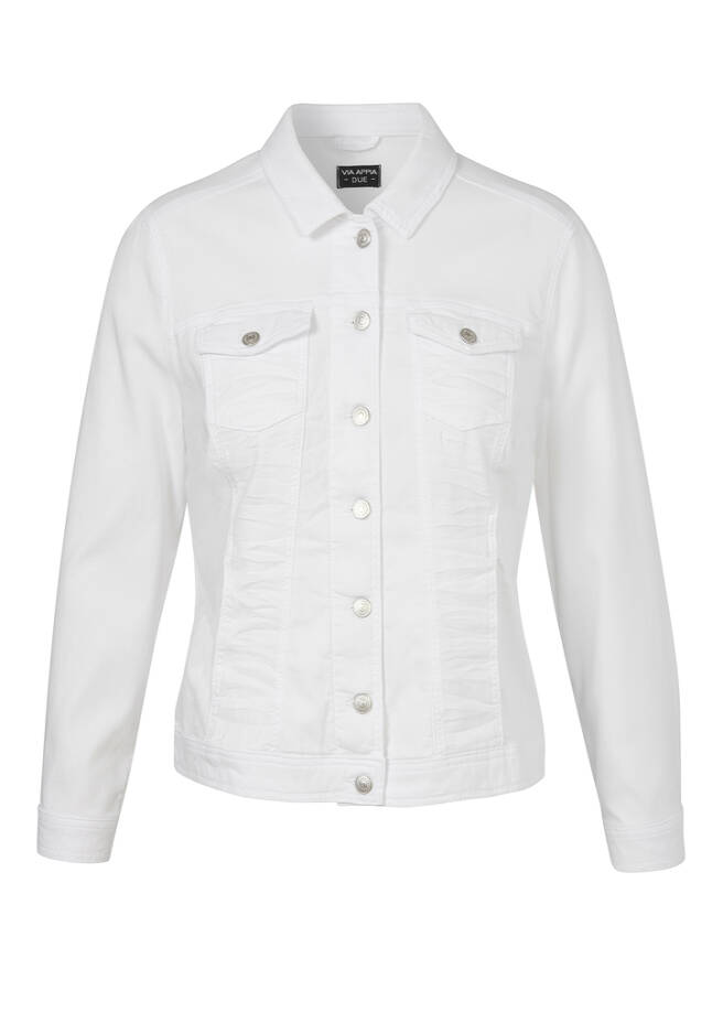 Farbige Jeansjacke mit modischem Crash-Effekt / 