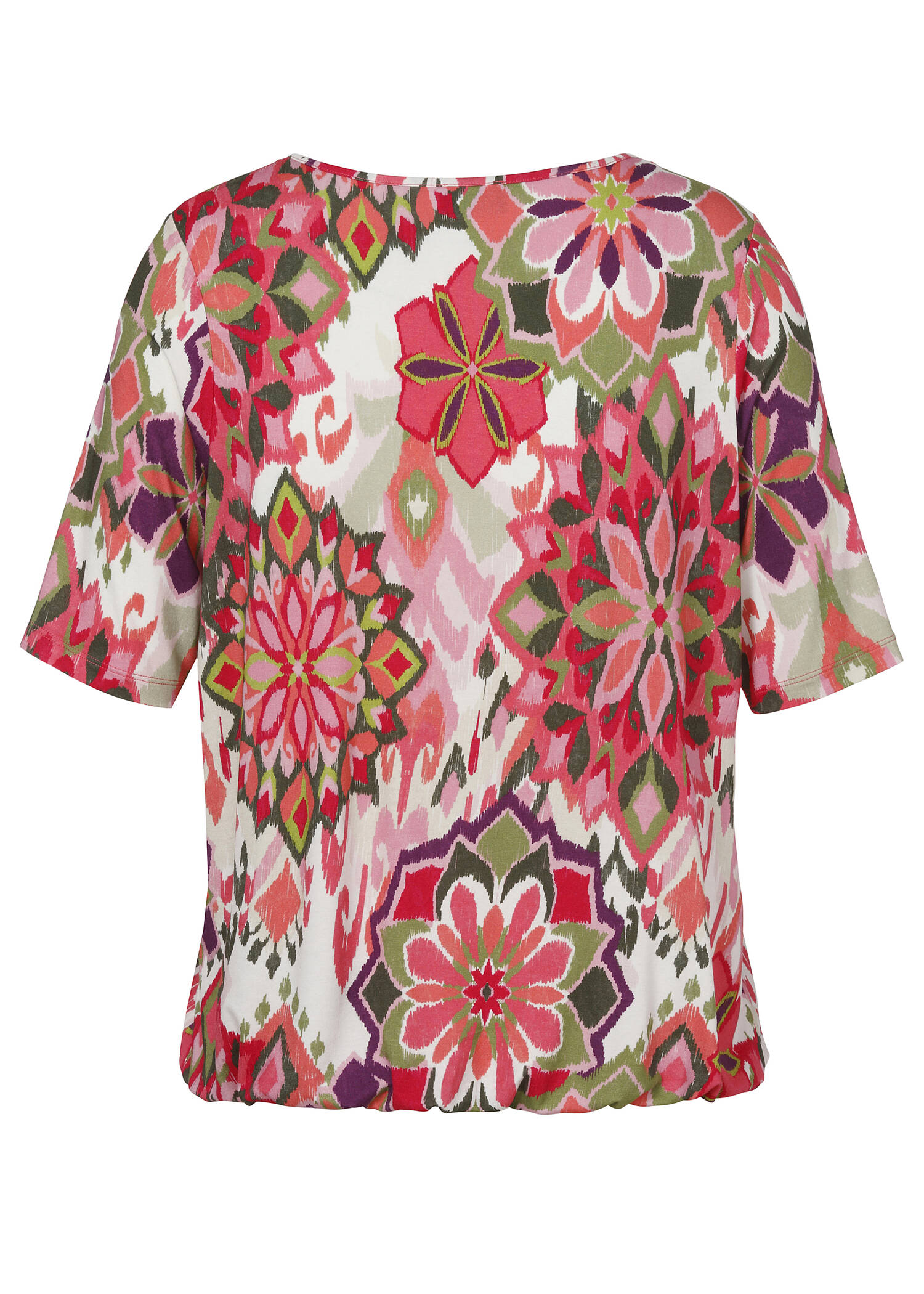 Feminines Print-Shirt mit Gummizugsaum /
