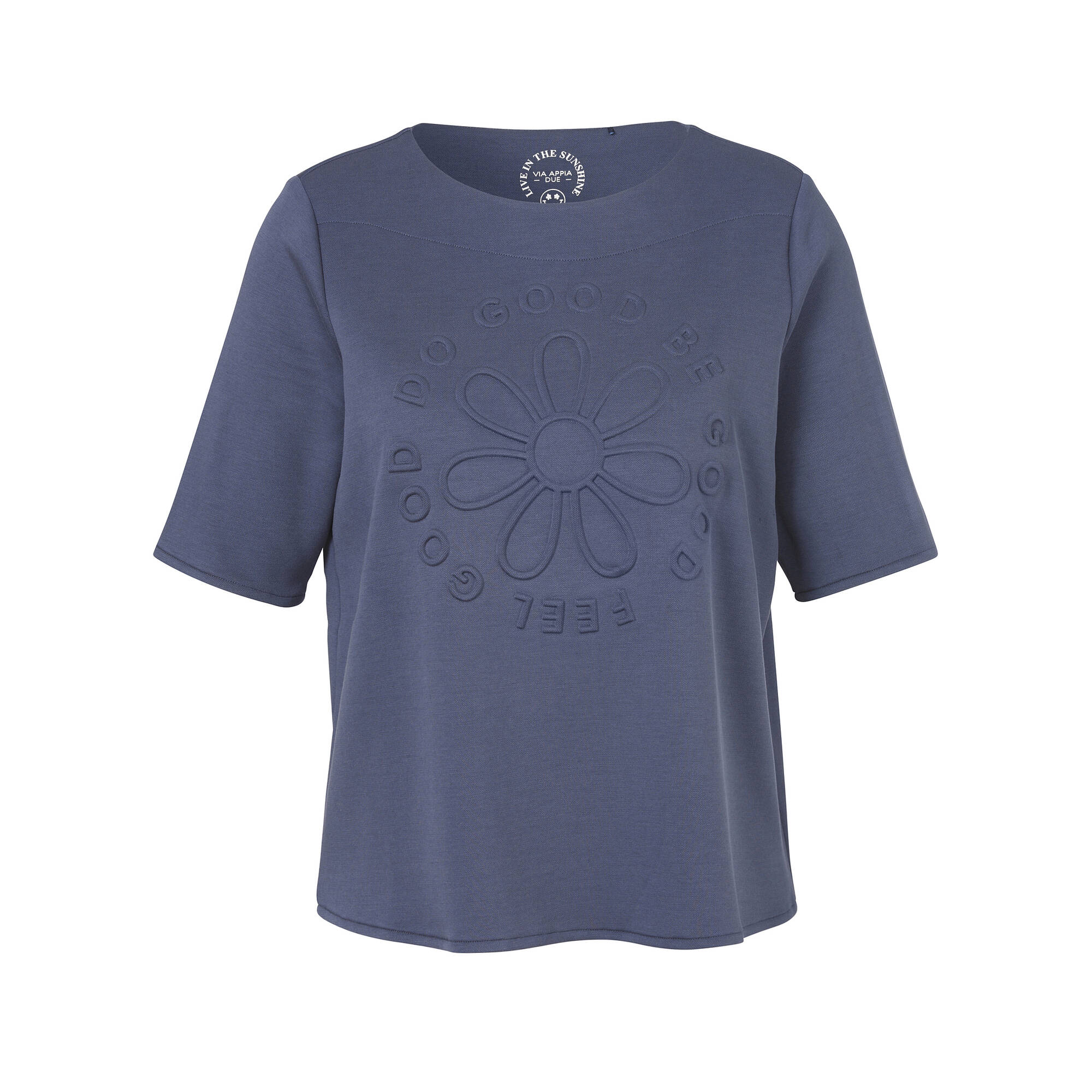 Halbarm-Sweatshirt mit Ton-in-Ton 3D Flower-Motiv