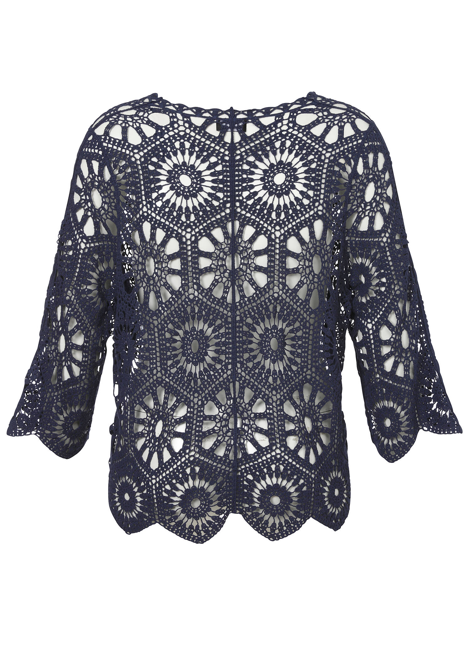 Feminine 3/4-Arm Ajour Baumwoll-Jacke /