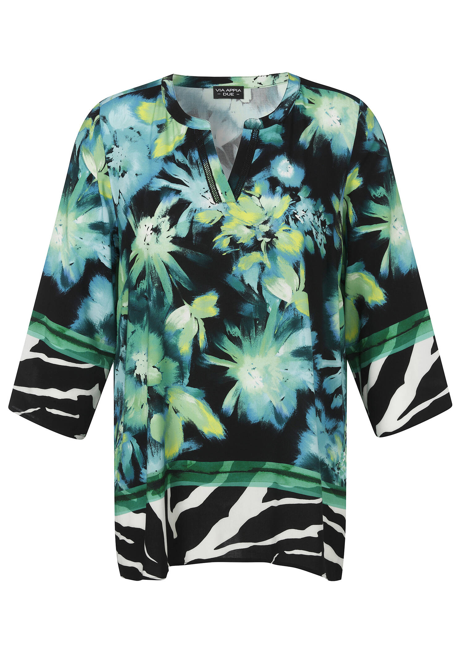 Fließende Viskose-Tunika Flower Festival / 