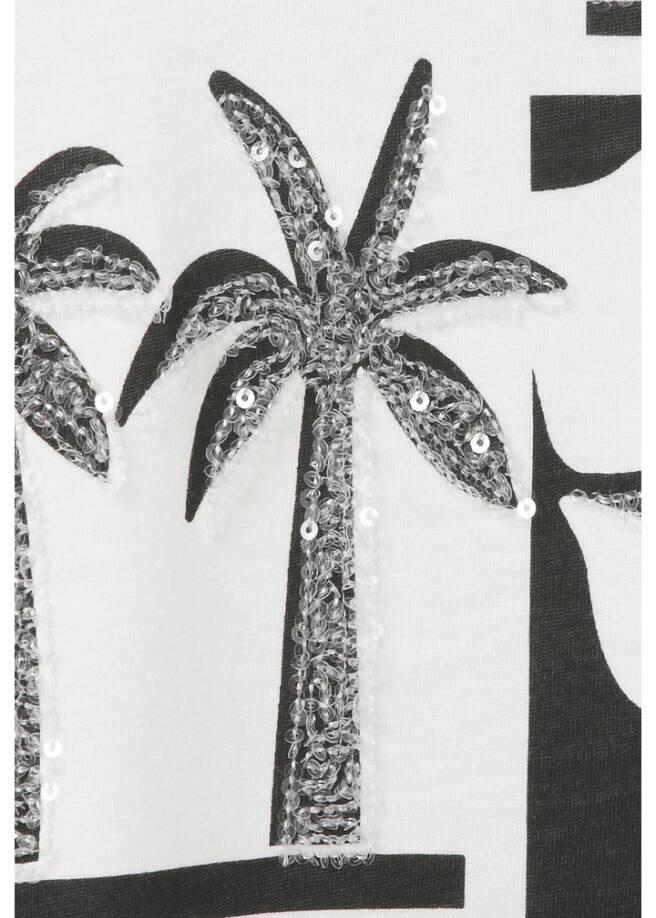 Softes T-Shirt mit geschmücktem Print Black & White / 