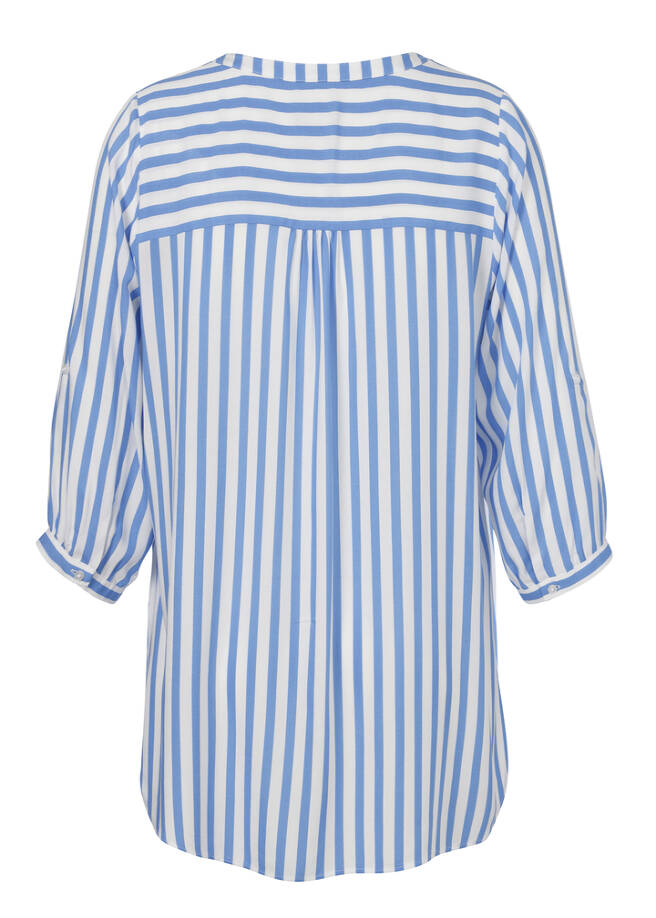 Längsgestreifte 3/4-Arm Viskose-Bluse / 