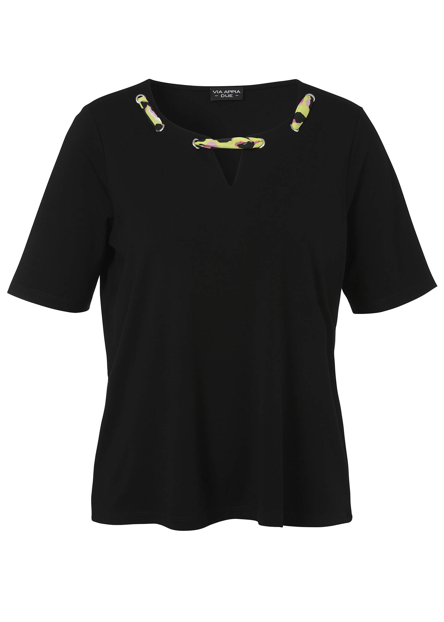 Viskose-Jersey Shirt mit geschmücktem Ausschnitt /