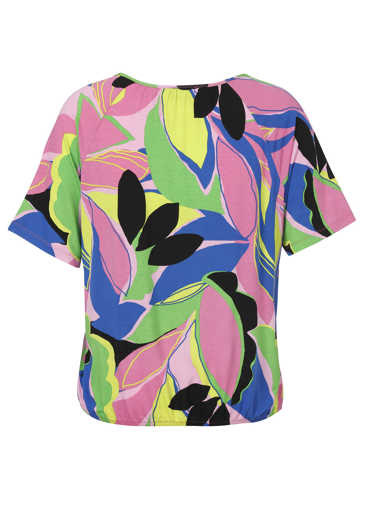 Sommerliches Print-Shirt mit Gummizug-Saum /