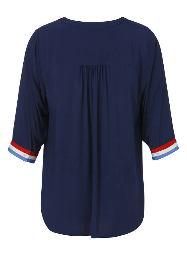 3/4-Arm Viskose-Schlupfbluse Marine-Stil / 