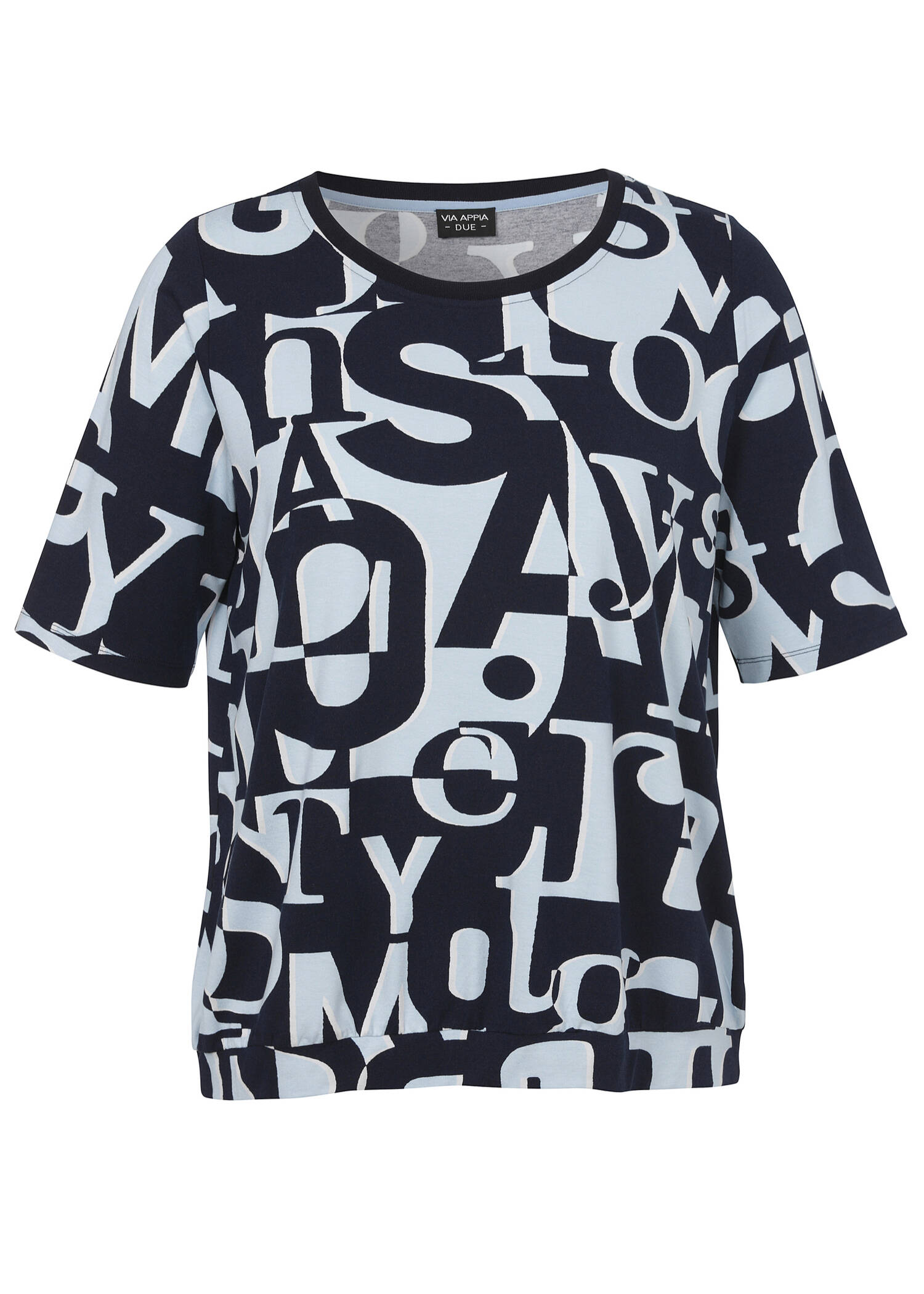 Bicolor Print T-Shirt Eisblau - Marine / 