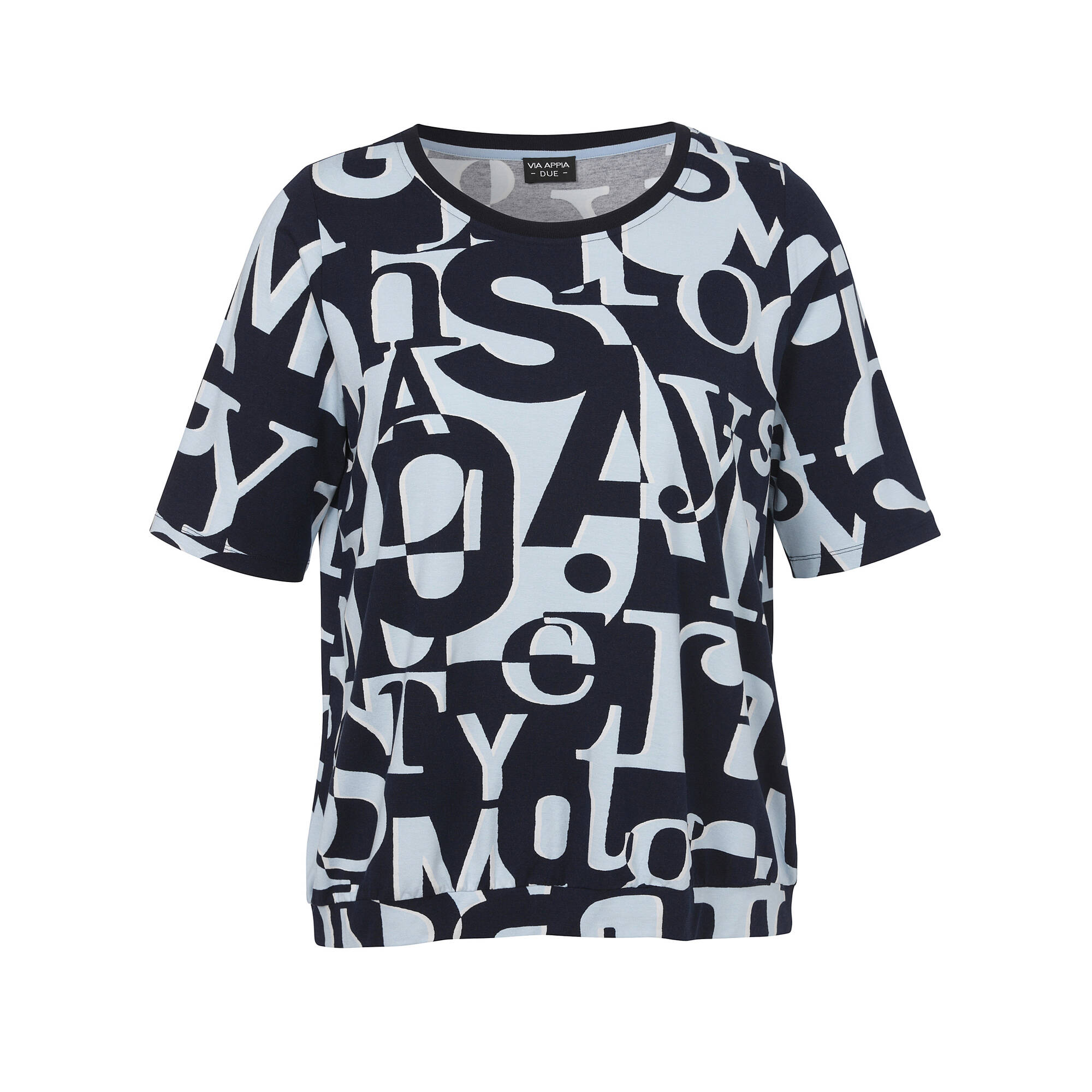 Bicolor Print T-Shirt Eisblau - Marine Bicolor Print T-Shirt Eisblau - Marine