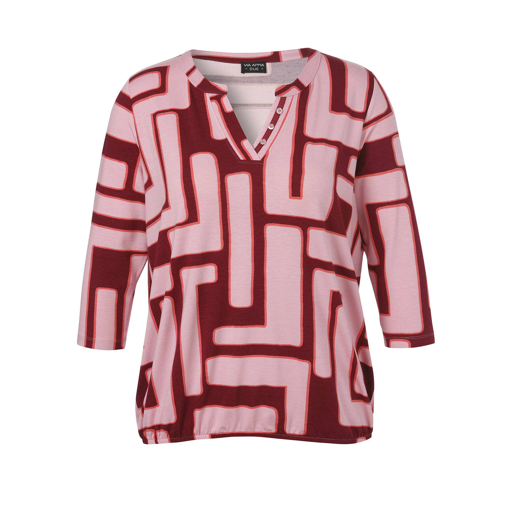 3/4-Arm Print-Shirt mit Gummizugsaum 3/4-Arm Print-Shirt mit Gummizugsaum