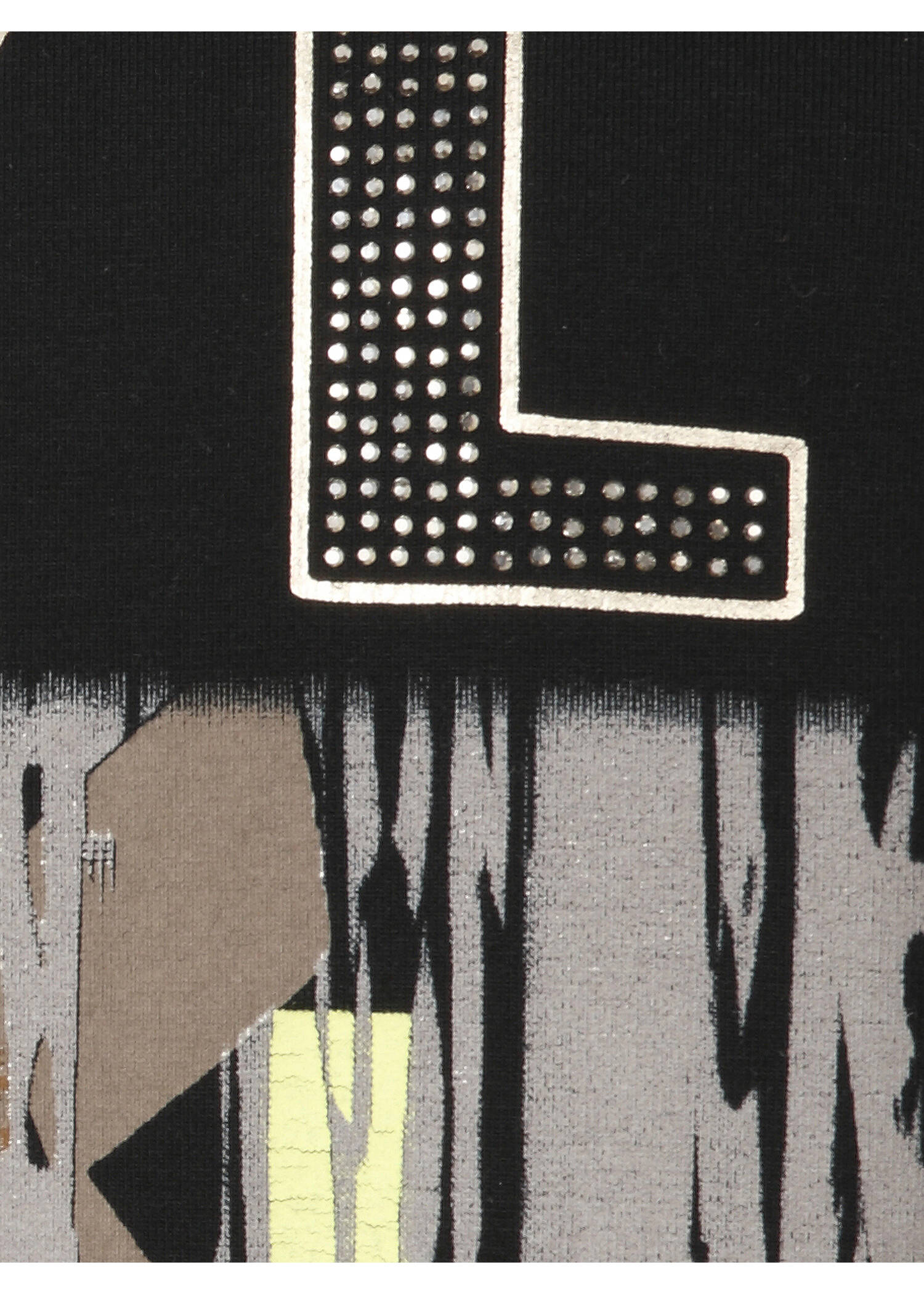 Schwarzes 3/4-Arm Shirt mit Motiv vorne /