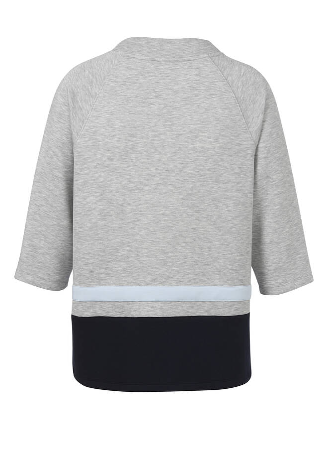 3/4- Arm Sweatshirt Sporty Deluxe Silber - Marine / 