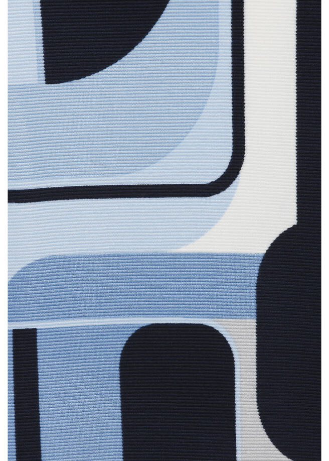 3/4-Arm Print Sweatshirt mit feiner Rippstruktur / 