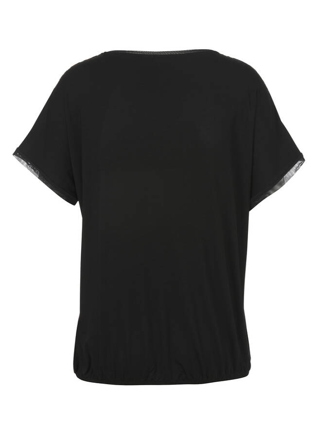 Print Blusenshirt mit schwarzem Rückteil / 